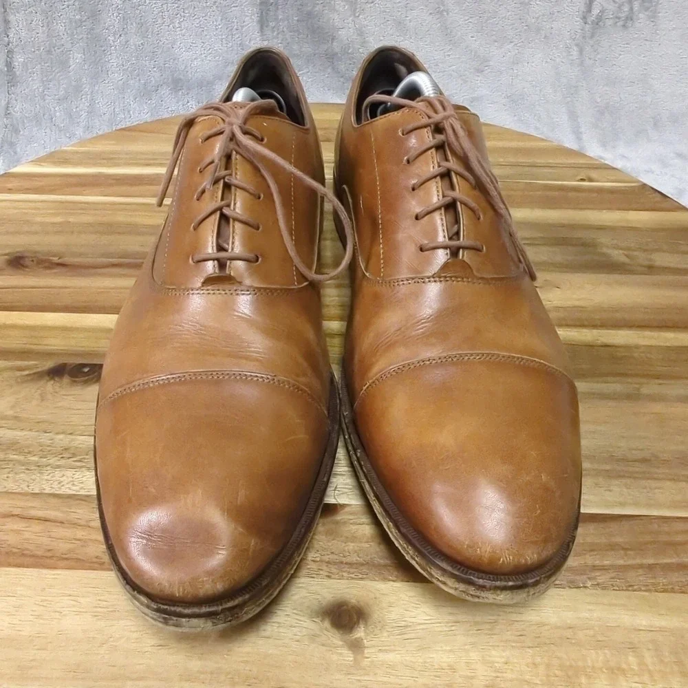 Cole Haan Harrison Mens Size 12 M Shoes Brown Leather Cap‎ Toe Lace Up Oxford
